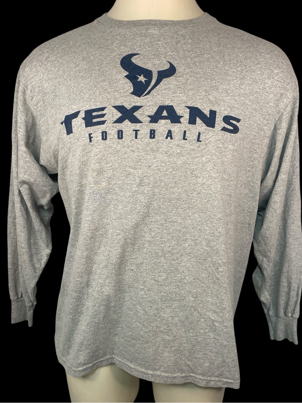 NFL Team Apparel Gray Long Sleeve Tee Houston Texans Logo Men’s XL